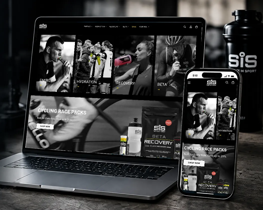 Science in Sport South Africa eCommerce website shown on a laptop and mobile phone